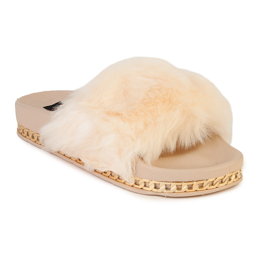 Flatforms μπεζ με γούνα ΜΠΕΖ