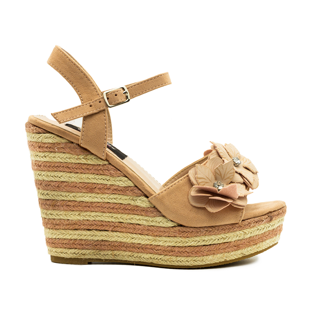 Πλατφόρμες ροζ σουέτ με λουλούδι ΡΟΖ