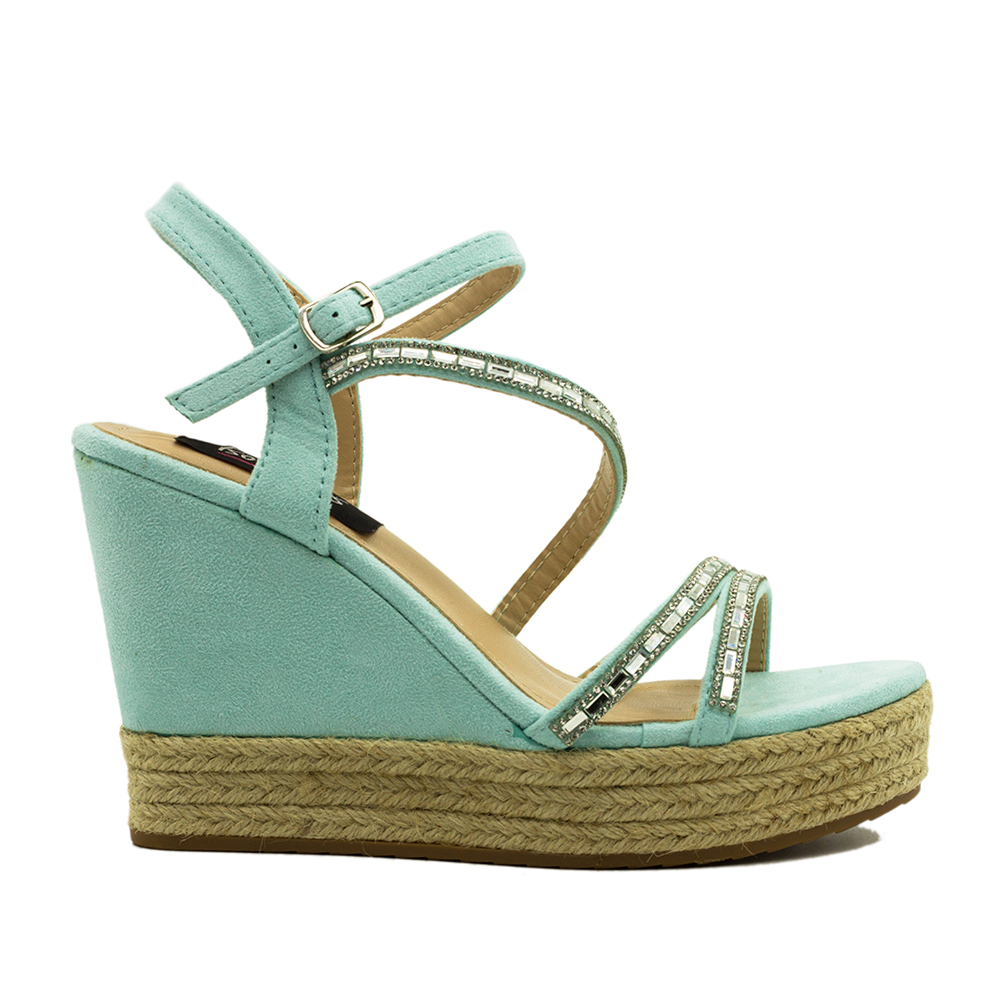 Πλατφόρμες μπλε σουέτ με στρας ΜΠΛΕ