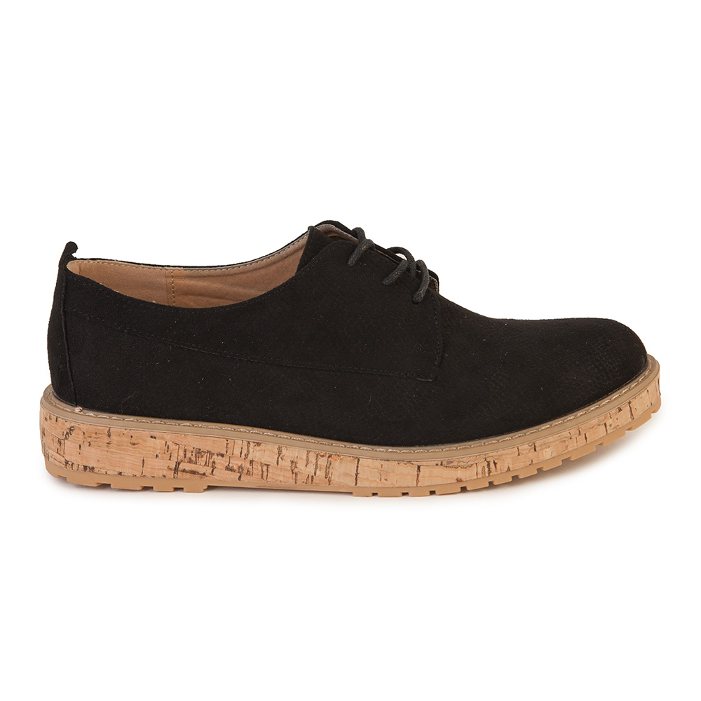Oxfords μαύρα σουέτ φιδέ με κορδόνια ΜΑΥΡΟ