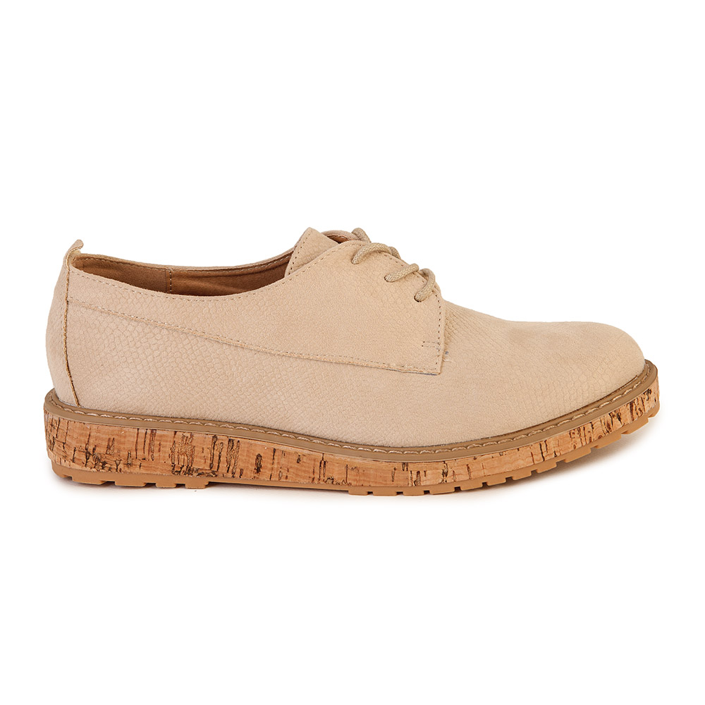 Oxfords μπεζ σουέτ φιδέ με κορδόνια ΜΠΕΖ