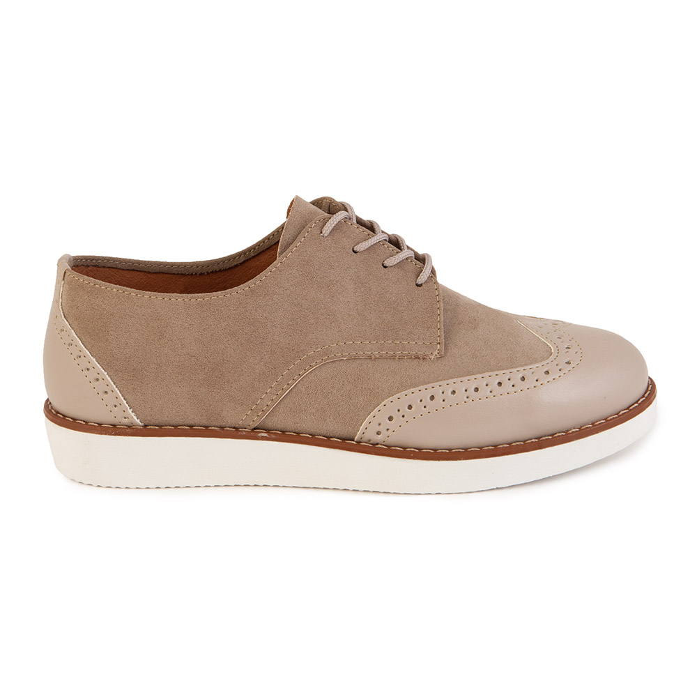 Oxfords μπεζ δερματίνη με κορδόνια ΜΠΕΖ