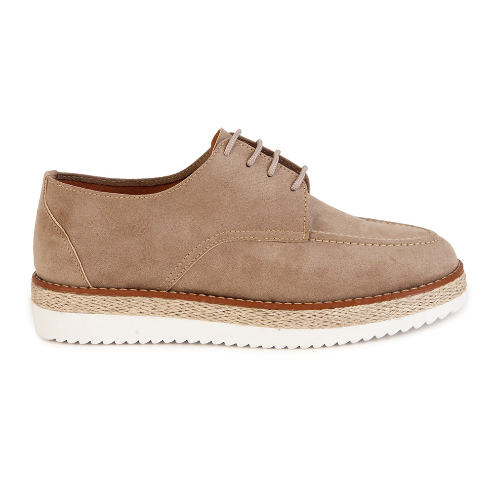 Oxfords μπεζ σουέτ με ραφές ΜΠΕΖ