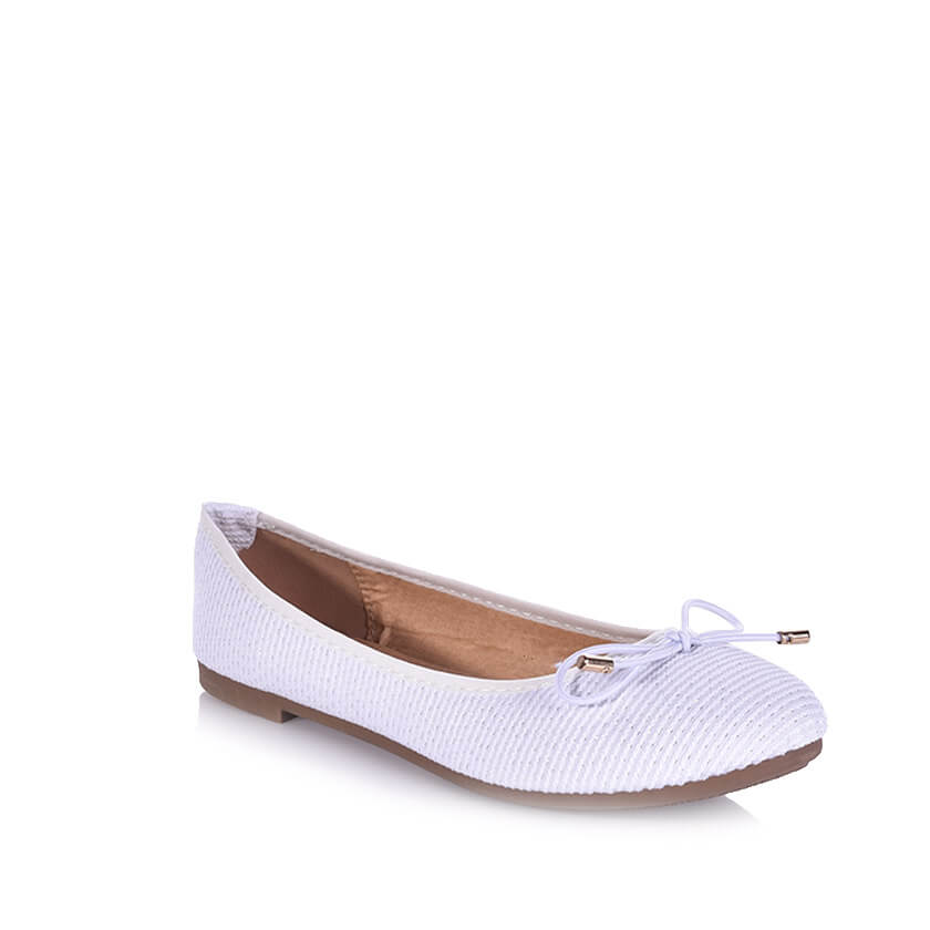 Μπαλαρίνες λευκές με γυαλιστερές κλωστές ΛΕΥΚΟ