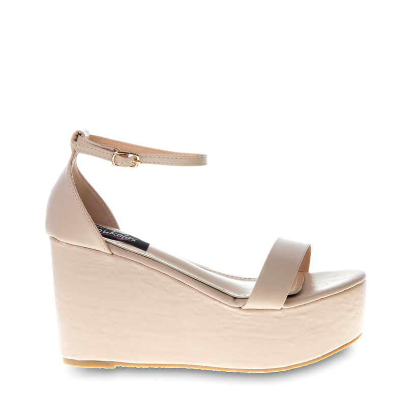 Πλατφόρμες μπεζ δερματίνη με λουράκι ΜΠΕΖ