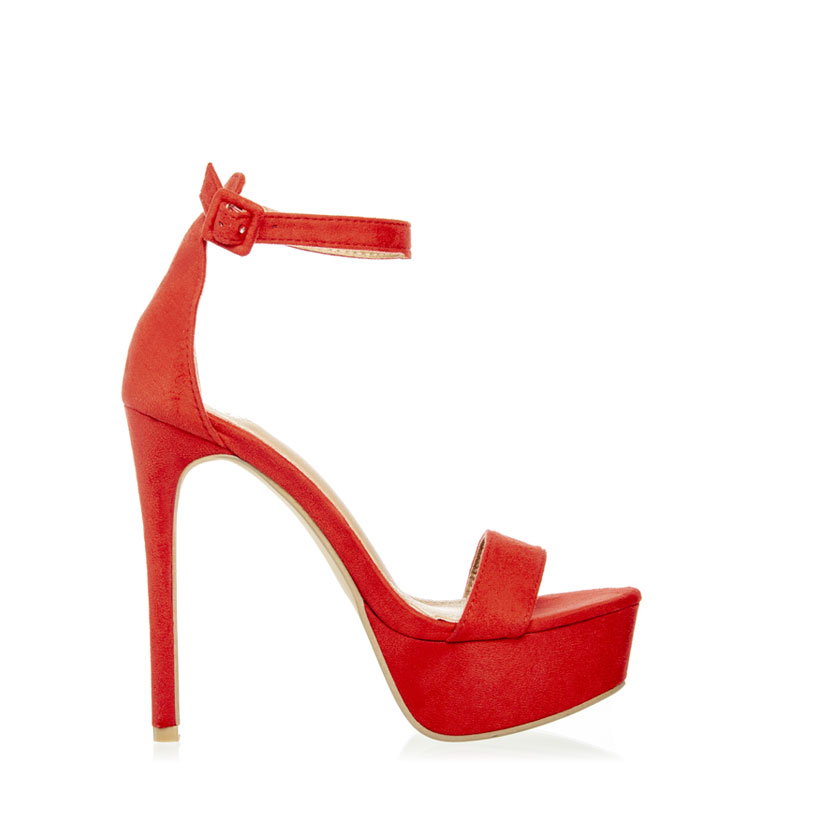 Πέδιλα κόκκινα σουέτ με φιάπα και λεπτό τακούνι ΚΟΚΚΙΝΟ