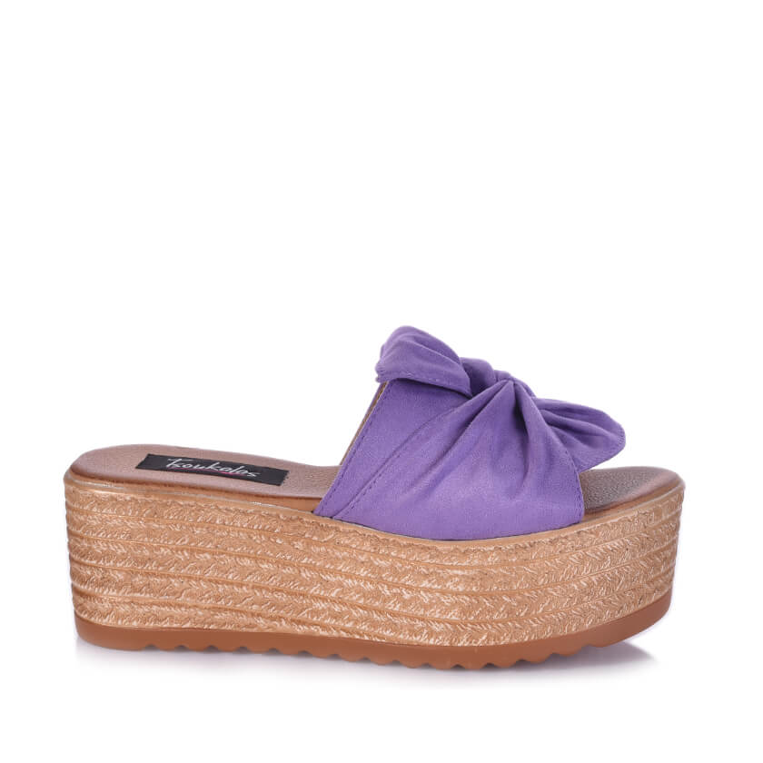 Flatforms μωβ σουέτ με σχέδιο φιόγκο και φάσα ΜΩΒ