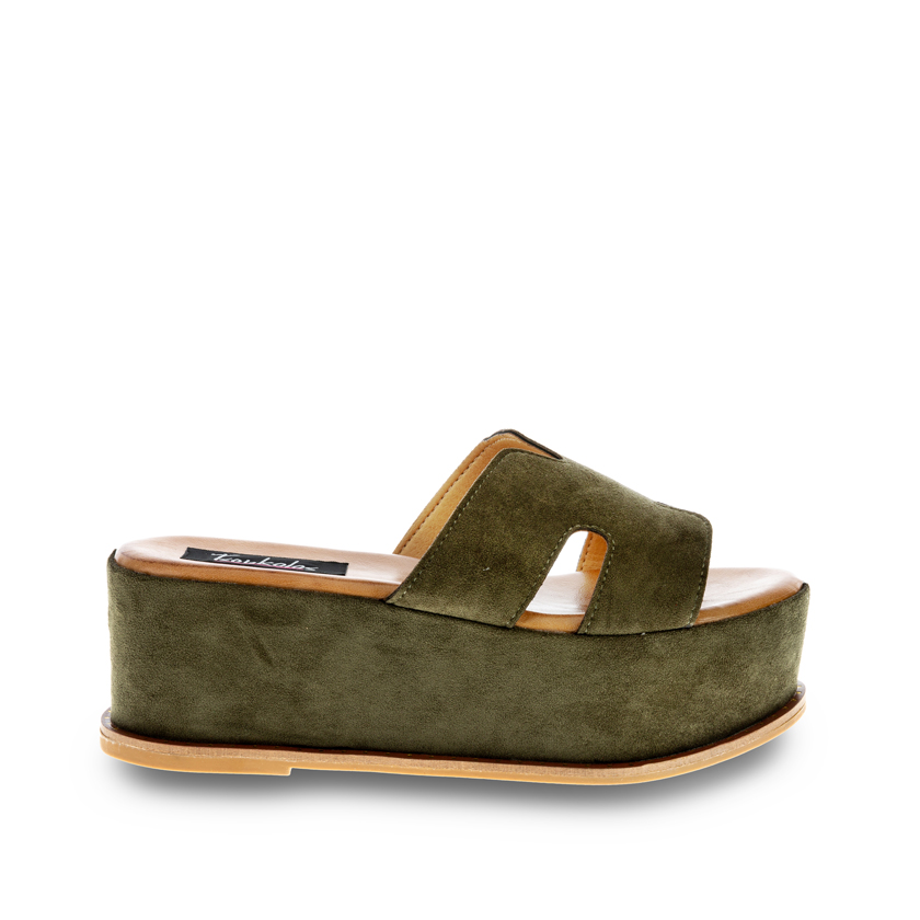 Flatforms λαδί σουέτ με σχέδιο στο πάνω μέρος ΛΑΔΙ