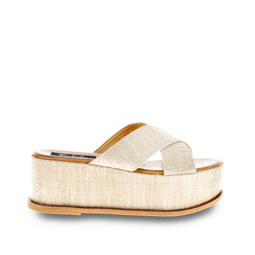 Flatforms μπεζ υφασμάτινα χιαστί ΜΠΕΖ
