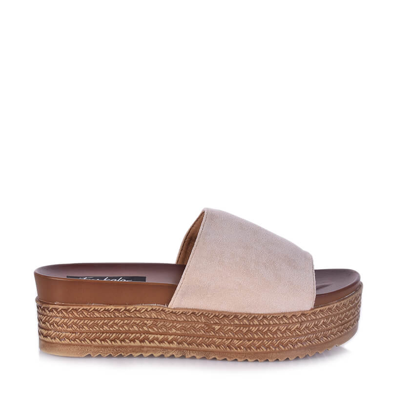 Flatforms μπεζ σουέτ με φάσα ΜΠΕΖ