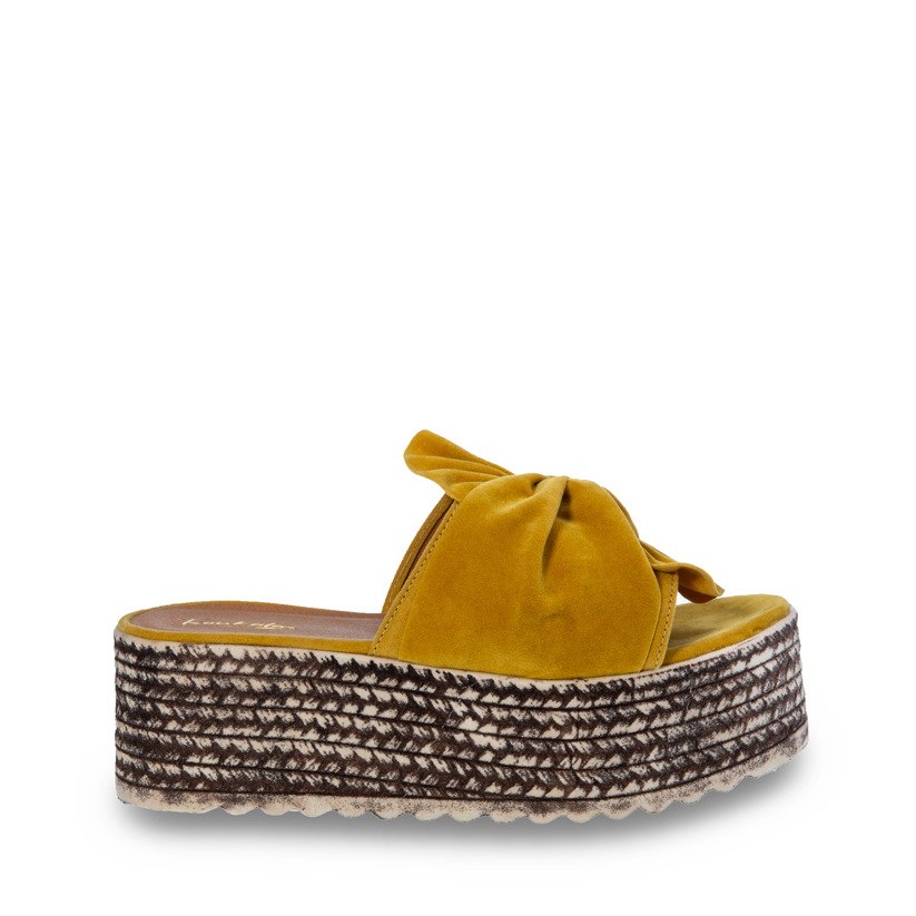 Flatforms κίτρινα σουέτ με φιόγκο ΚΙΤΡΙΝΟ