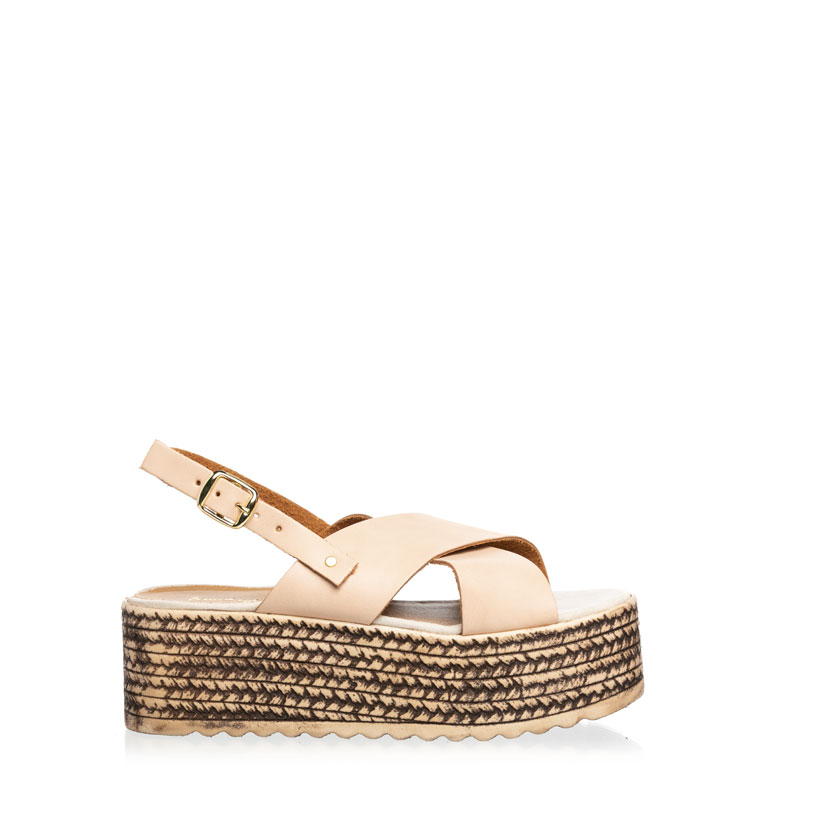 Flatforms nude δερματίνη χιαστί με λουράκι στο πίσω μέρος NUDE