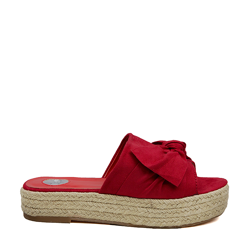 Flatforms κόκκινα σουέτ με φιογκάκι ΚΟΚΚΙΝΟ