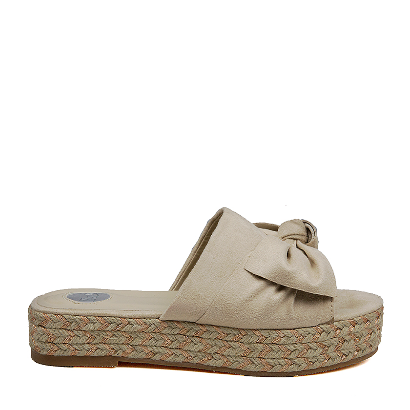 Flatforms μπεζ σουέτ με φιογκάκι ΜΠΕΖ