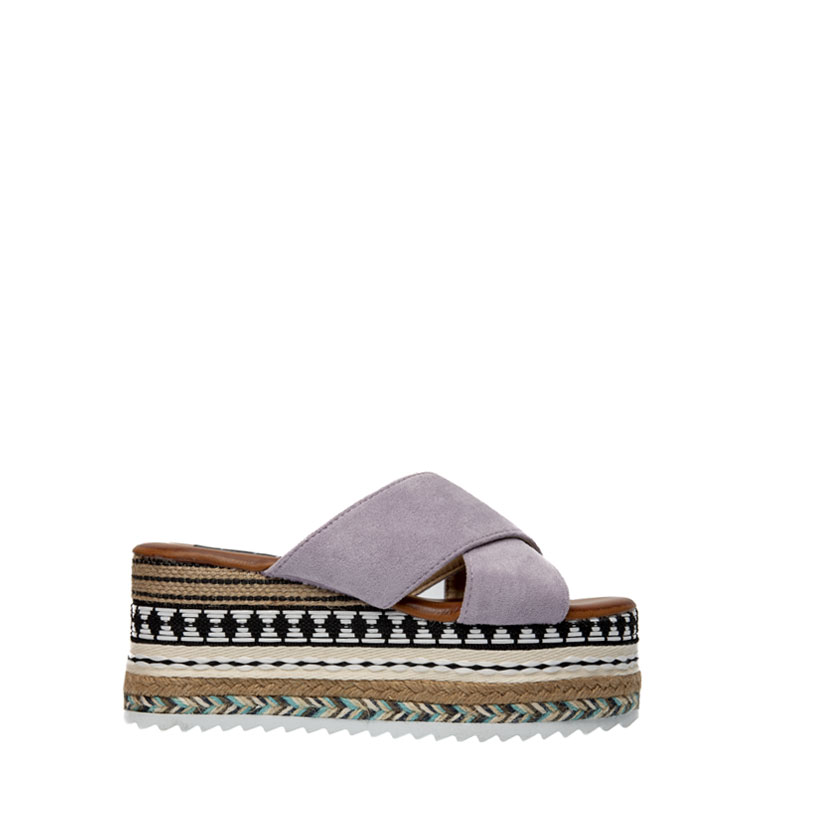 Flatforms λιλά σουέτ με πολύχρωμο πάτο ΛΙΛΑ