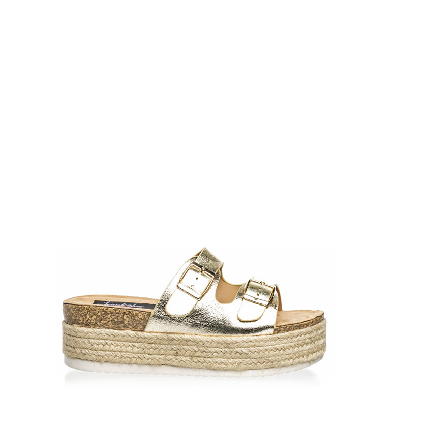 Flatforms μπρονζέ δερματίνη με λουράκια και αγκράφα ΜΠΡΟΝΖΕ