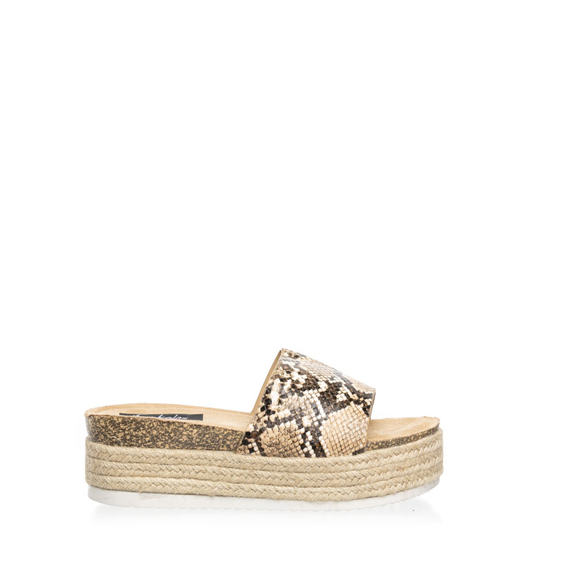 Flatforms χακί φίδι δερματίνη με φάσα ΧΑΚΙ