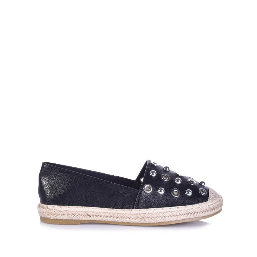 Εσπαντρίγιες μαύρες δερματίνη με στρογγυλά τρουξ ΜΑΥΡΟ