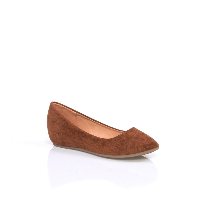 Μπαλαρίνες κάμελ σουέτ με εσωτερικό τακούνι ΚΑΜΕΛ