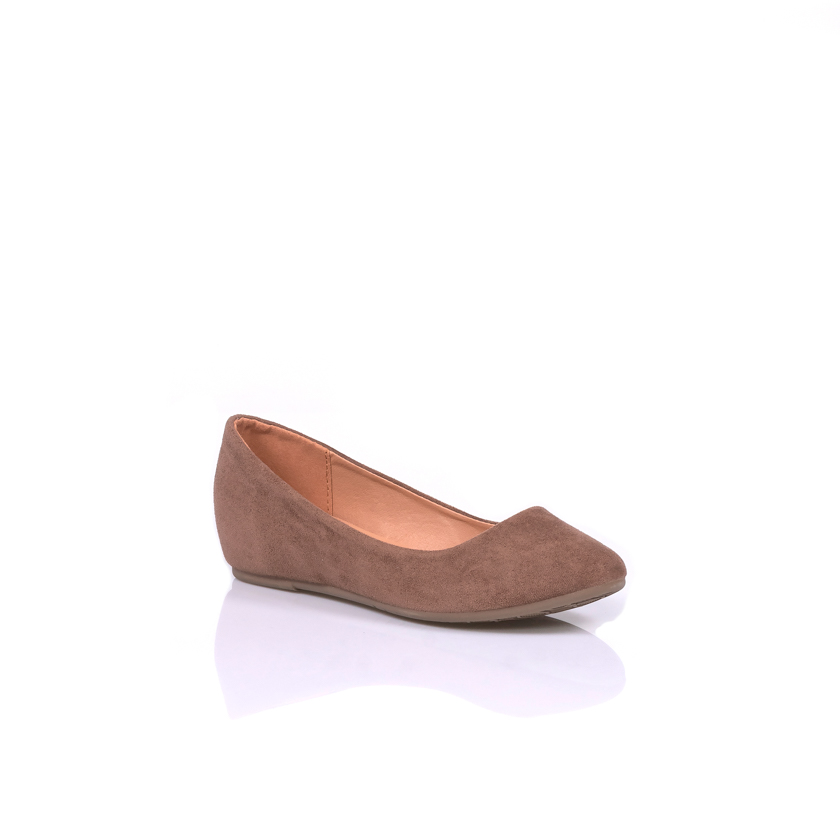 Μπαλαρίνες καφέ σουέτ με εσωτερικό τακούνι ΚΑΦΕ