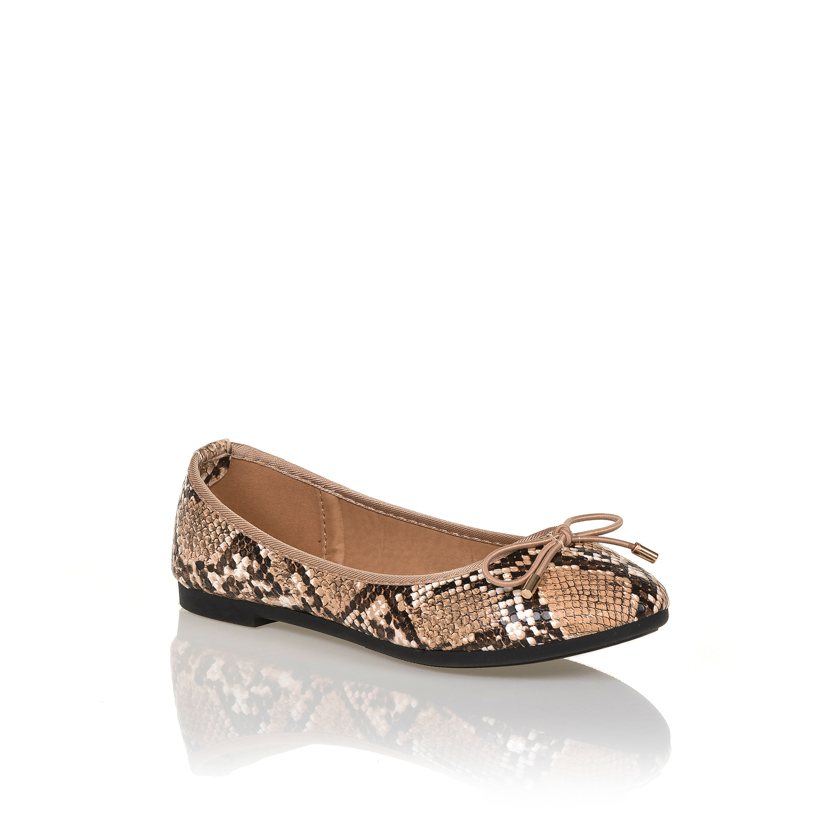 Μπαλαρίνες κάμελ φίδι δερματίνη με φιογκάκι ΚΑΜΕΛ