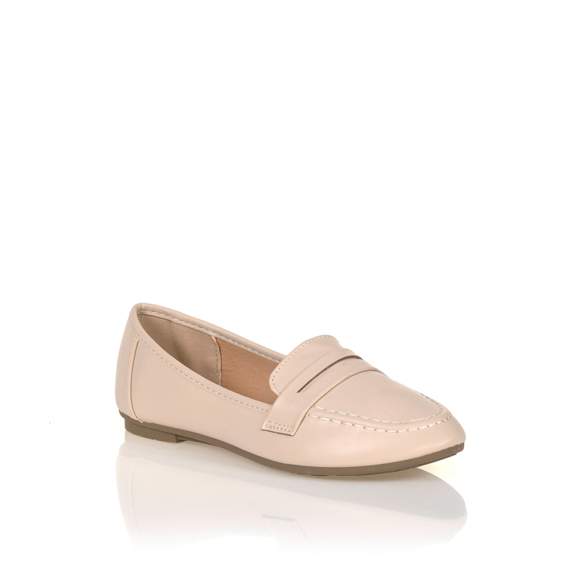 Μοκασίνια μπεζ δερματίνη με φάσα ΜΠΕΖ