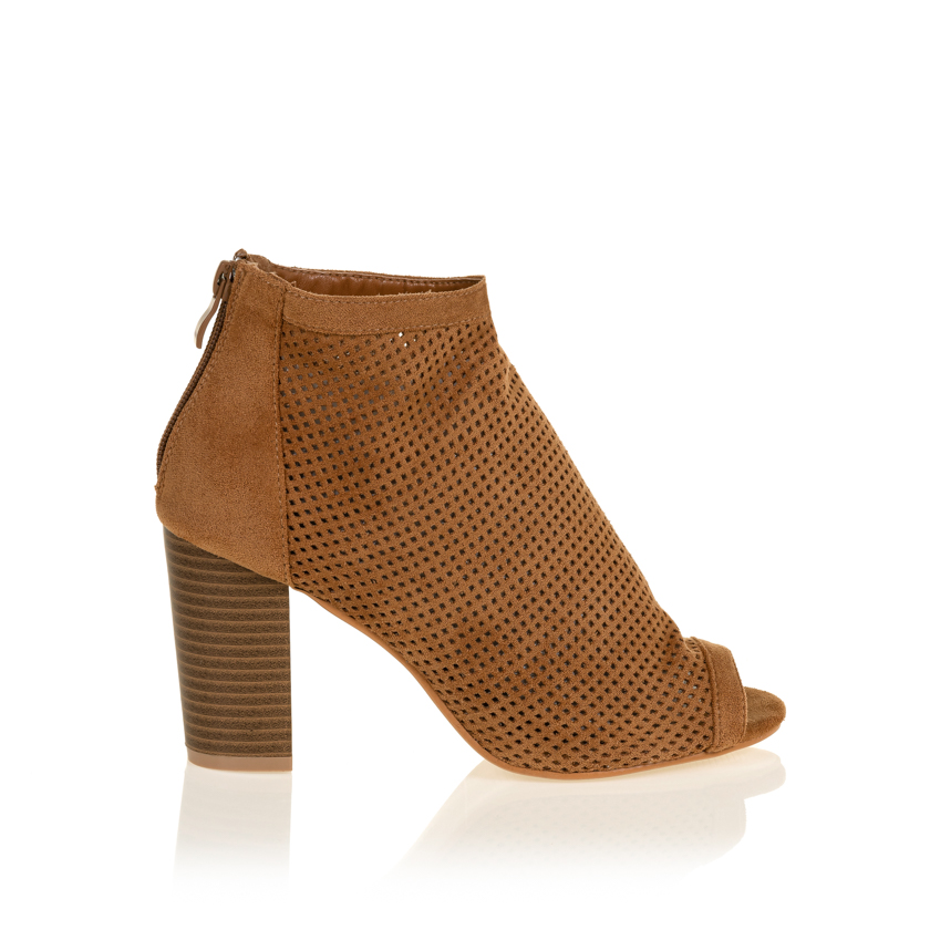 Μποτάκια κάμελ σουέτ peep toe ΚΑΜΕΛ