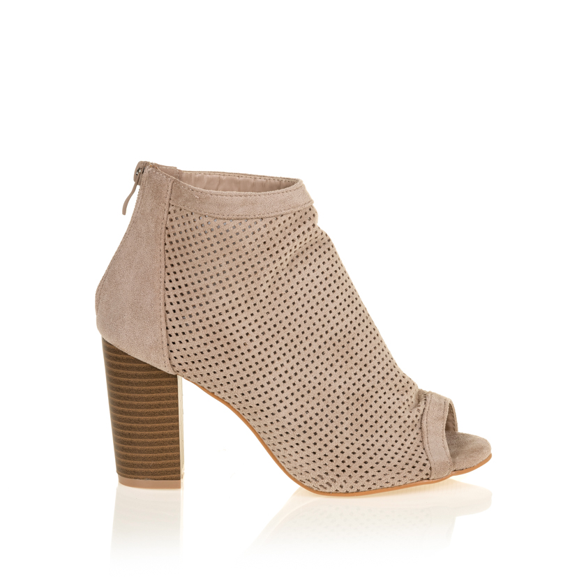 Μποτάκια μπεζ σουέτ peep toe ΜΠΕΖ