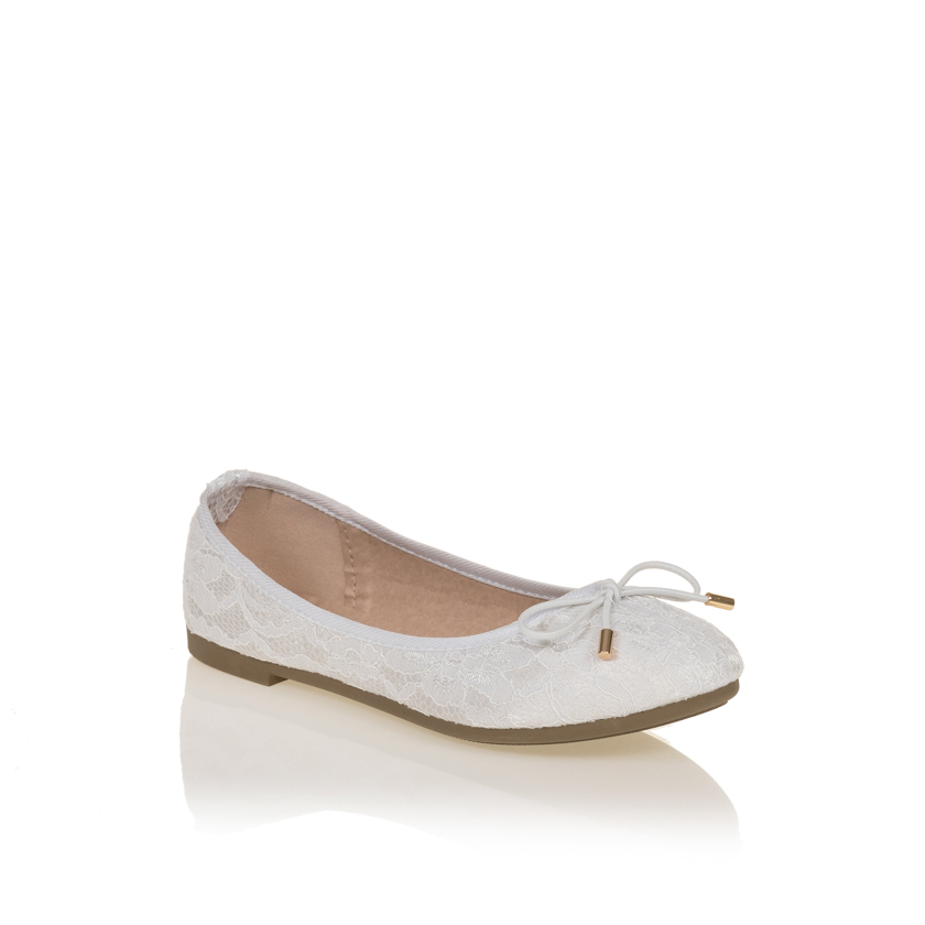 Μπαλαρίνες λευκές με δαντέλα ΛΕΥΚΟ