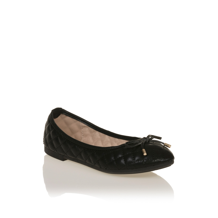 Μπαλαρίνες μαύρες καπιτονέ με φιογκάκι ΜΑΥΡΟ