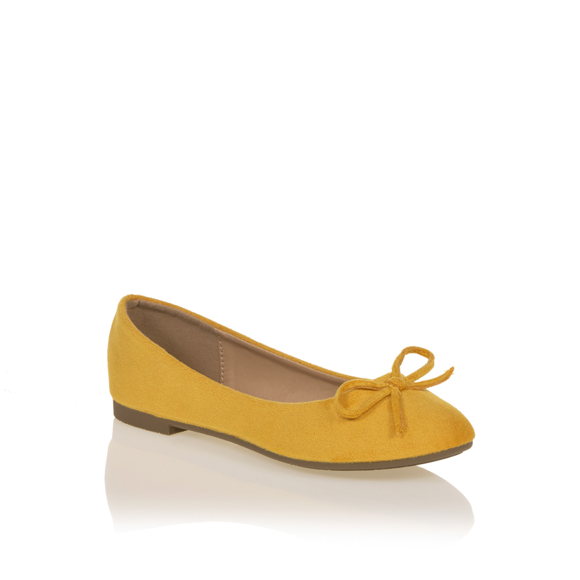 Μπαλαρίνες κίτρινες σουέτ με φιογκάκι ΚΙΤΡΙΝΟ