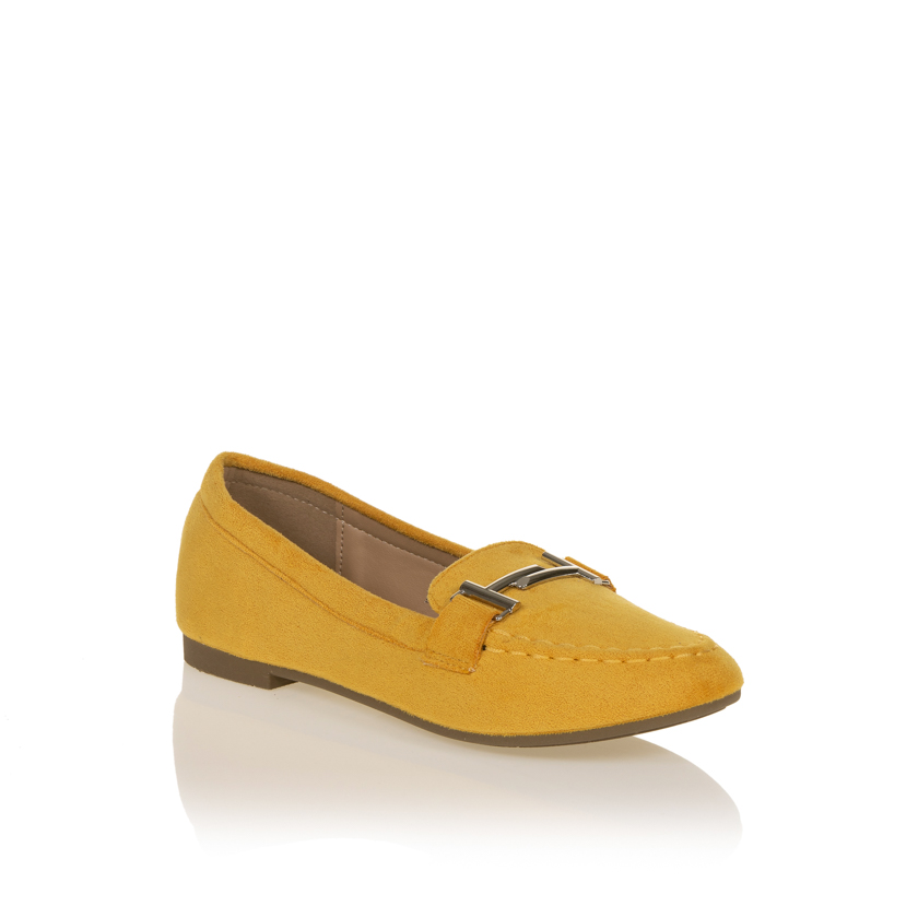 Μοκασίνια κίτρινα σουέτ με χρυσή λεπτομέρεια ΚΙΤΡΙΝΟ