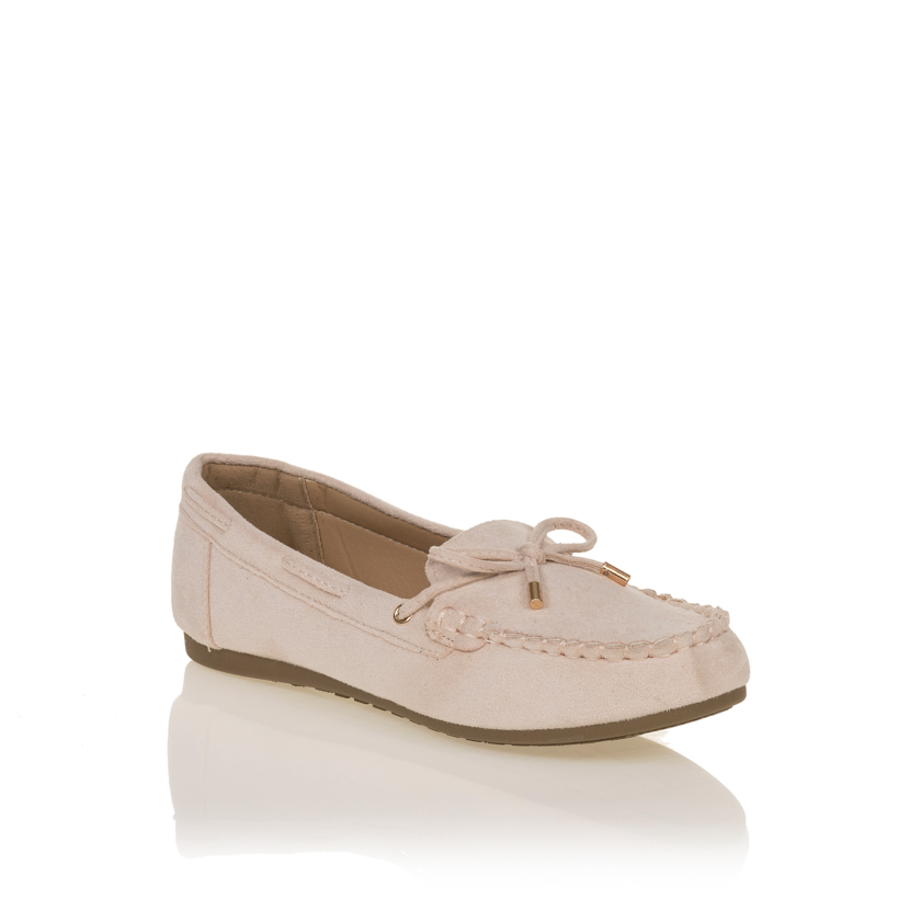 Μοκασίνια μπεζ σουέτ με φιογκάκι ΜΠΕΖ