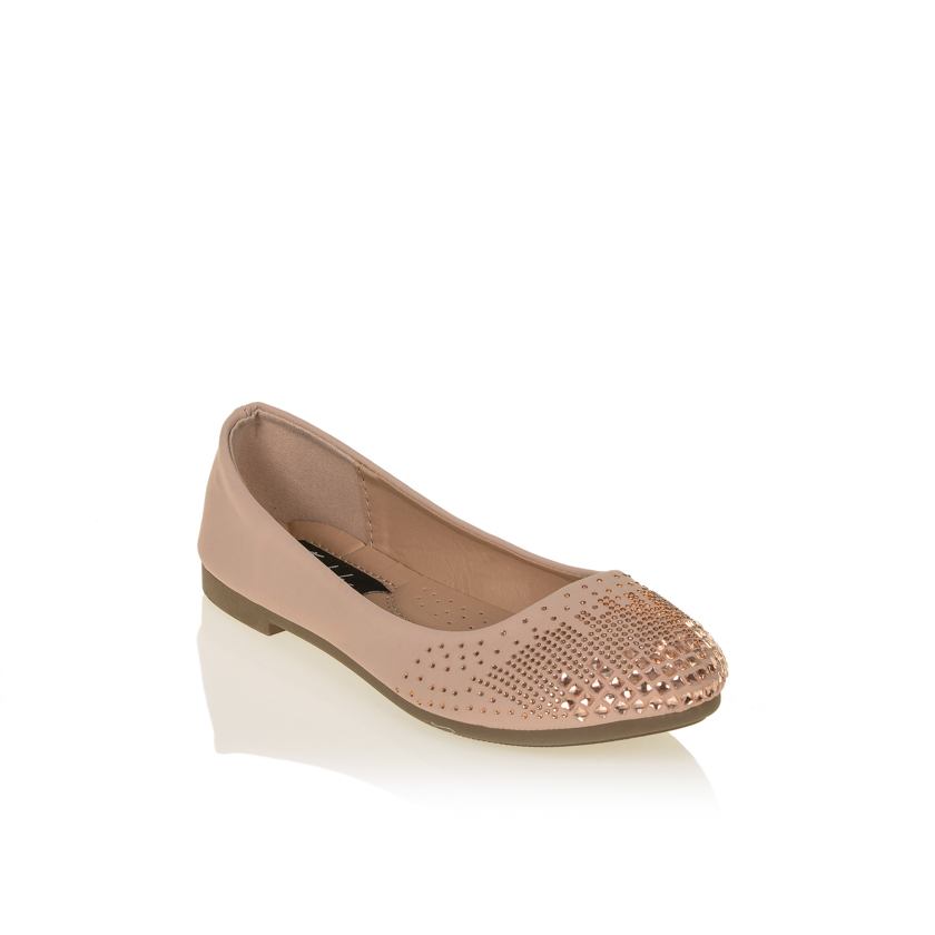 Tsoukalas Μπαλαρίνες ροζ σουέτ με στρας ΡΟΖ