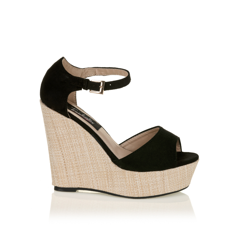 Πλατφόρμες μαύρες σουέτ peep toe ΜΑΥΡΟ
