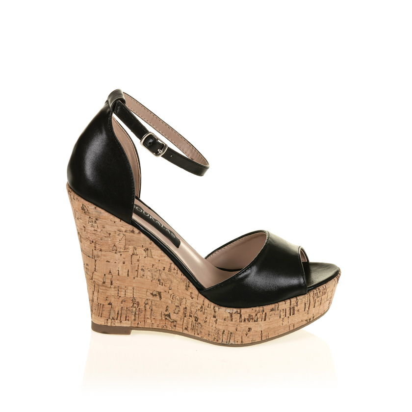Πλατφόρμες μαύρες δερματίνη peep toe ΜΑΥΡΟ