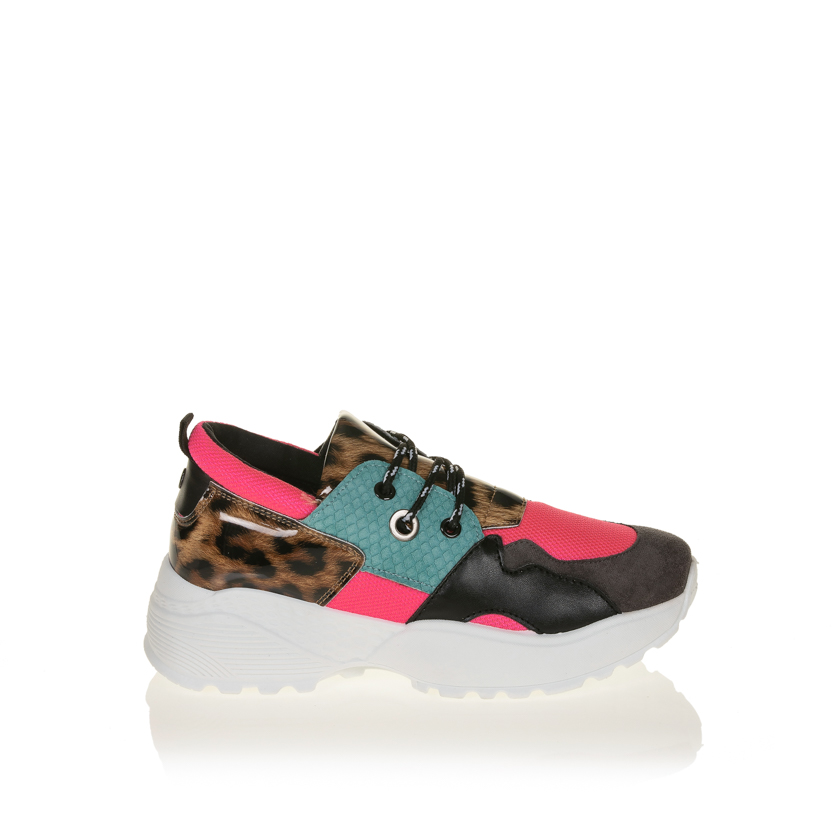 Αθλητικά φούξια δερματίνη με animal print λεπτομέρειες ΦΟΥΞΙΑ