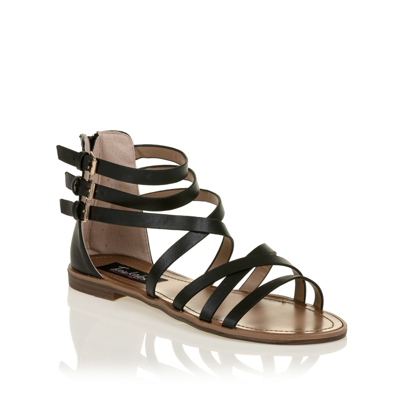 Σανδάλια μαύρα δερματίνη με αγκράφες ΜΑΥΡΟ