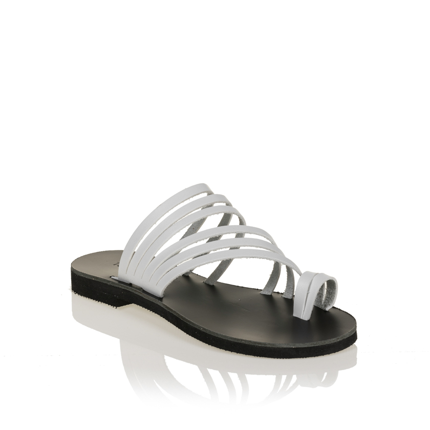 Σανδάλια λευκά δερμάτινα με σχέδιο απο λουράκια ΛΕΥΚΟ