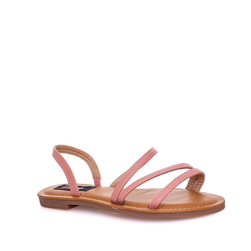 Σανδάλια ροζ δερματίνη με λουράκια ΡΟΖ