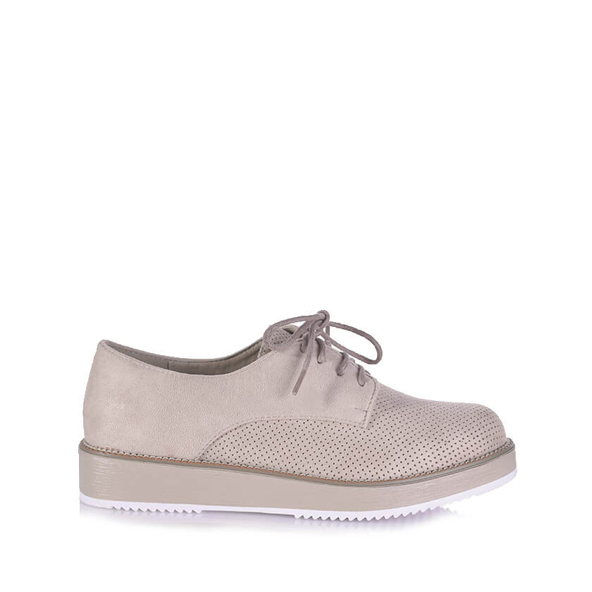 Oxfords μπεζ σουέτ με κορδόνια ΜΠΕΖ