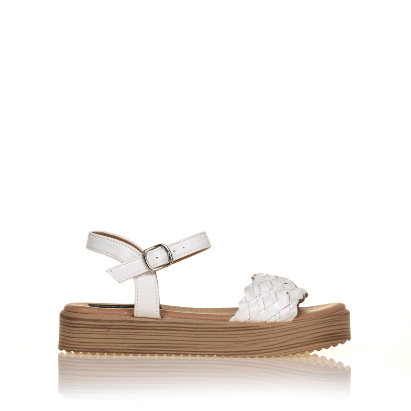 Flatforms λευκά δερματίνη με σχέδιο στη φάσα ΛΕΥΚΟ