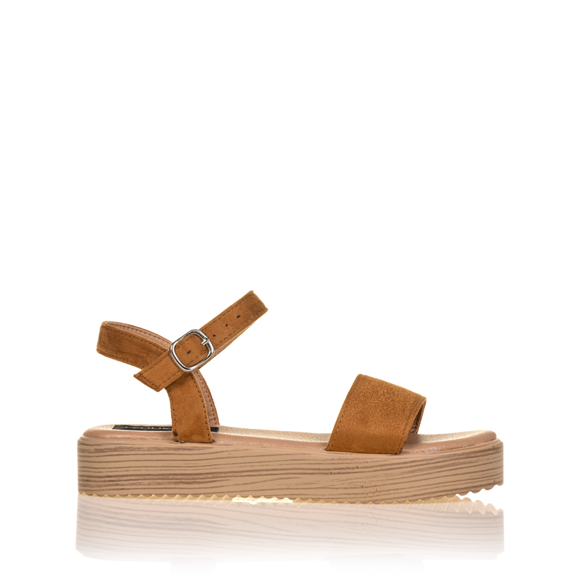 Flatforms κάμελ σουέτ με φάσα και λουράκι ΚΑΜΕΛ