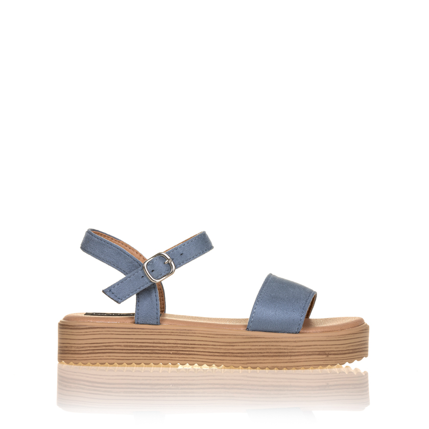 Flatforms μπλε σουέτ με φάσα και λουράκι ΜΠΛΕ