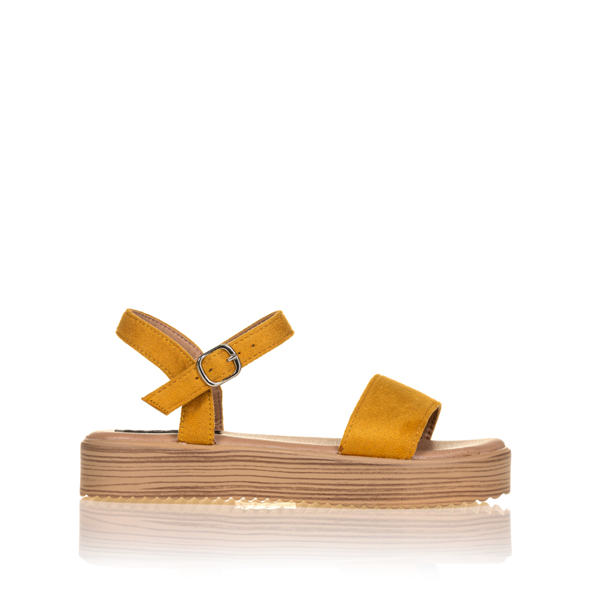Flatforms κίτρινα σουέτ με φάσα και λουράκι ΚΙΤΡΙΝΟ