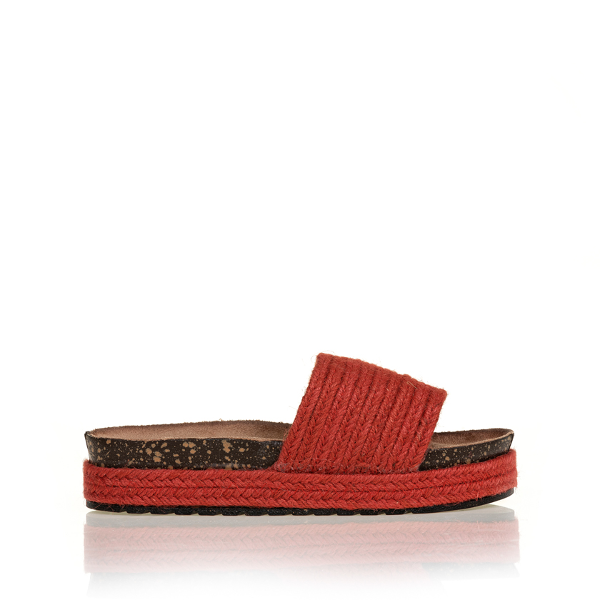 Flatforms κόκκινα σχοινί με φαρδιά φάσα ΚΟΚΚΙΝΟ