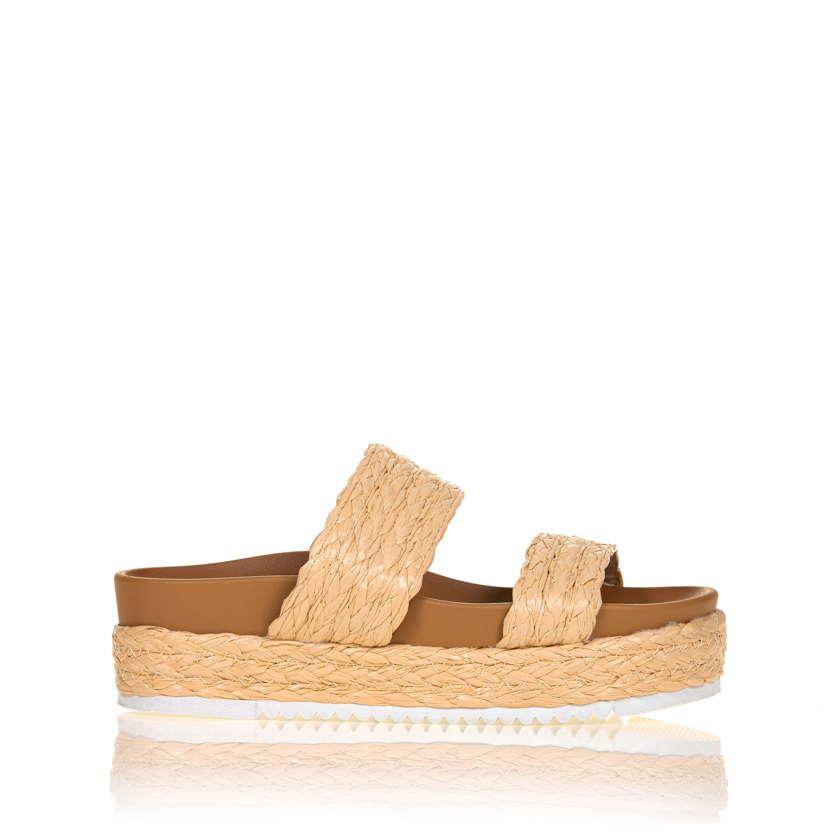Flatforms κάμελ ψάθα με διπλή φάσα ΚΑΜΕΛ