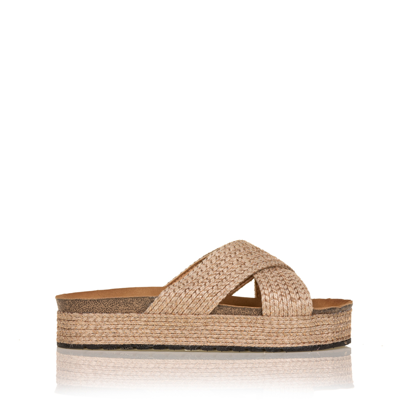 Flatforms μπρονζέ σχοινί με γυαλιστερές κλωστές χιαστί ΜΠΡΟΝΖΕ