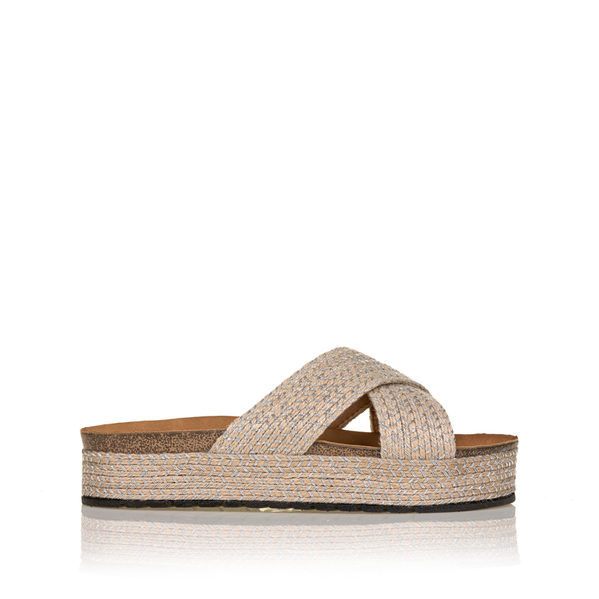 Flatforms ασημί σχοινί με γυαλιστερές κλωστές χιαστί ΑΣΗΜΙ