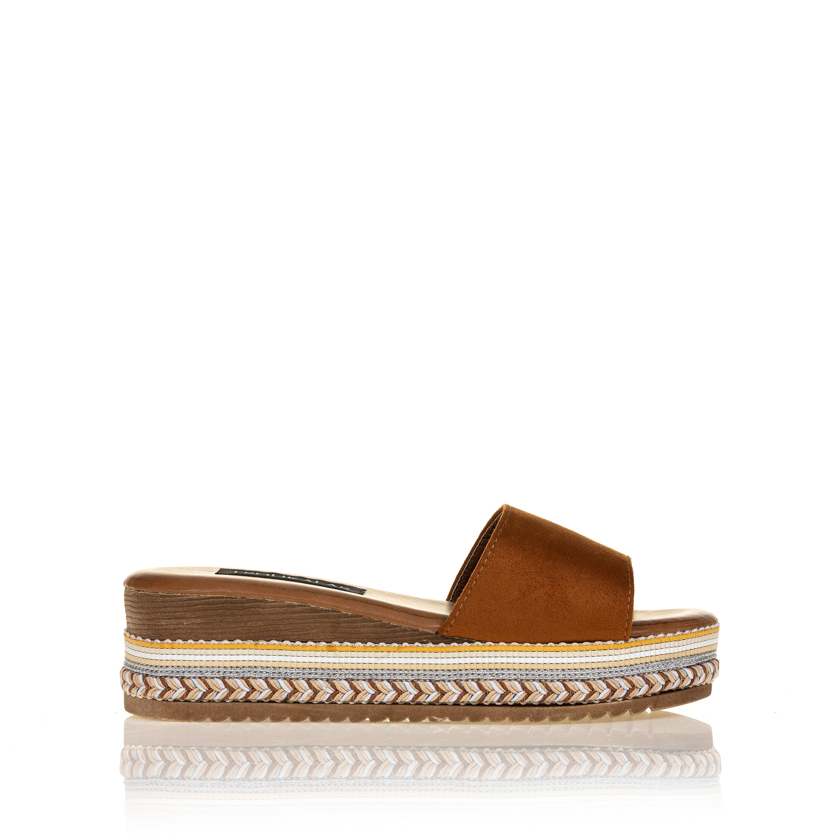 Flatforms κάμελ σουέτ με σχέδιο στη σόλα ΚΑΜΕΛ